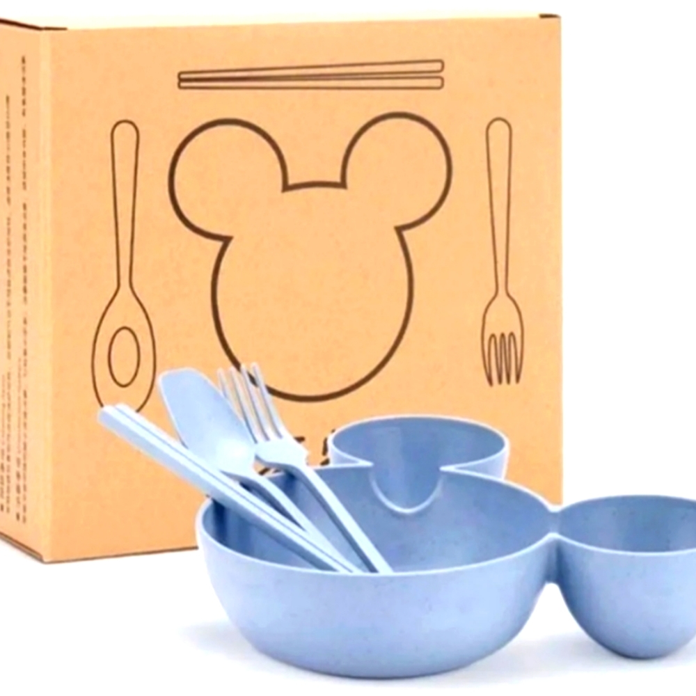Mickey Mouse Toddler Plastic Wheat Straw Dinnerware 4 piece